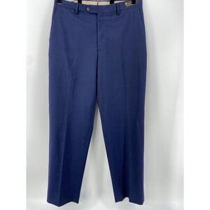 Cremieux Pants Mens 34R‎ Blue 100% Wool Dress Slacks Classic Loro Piana Fabric